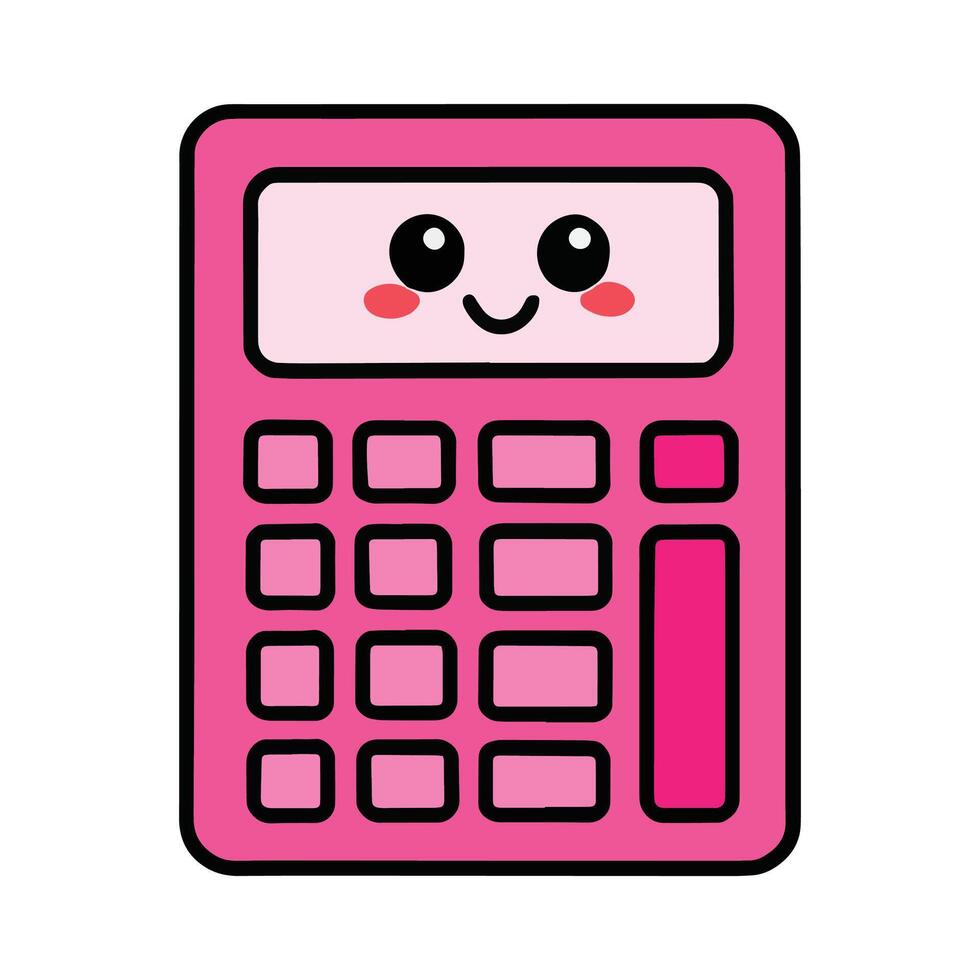 A cute cartoon calculator with a big smile and friendly eyes. This fun and playful illustration is perfect for educational materials, kids' projects, and whimsical designs. illustration. vector