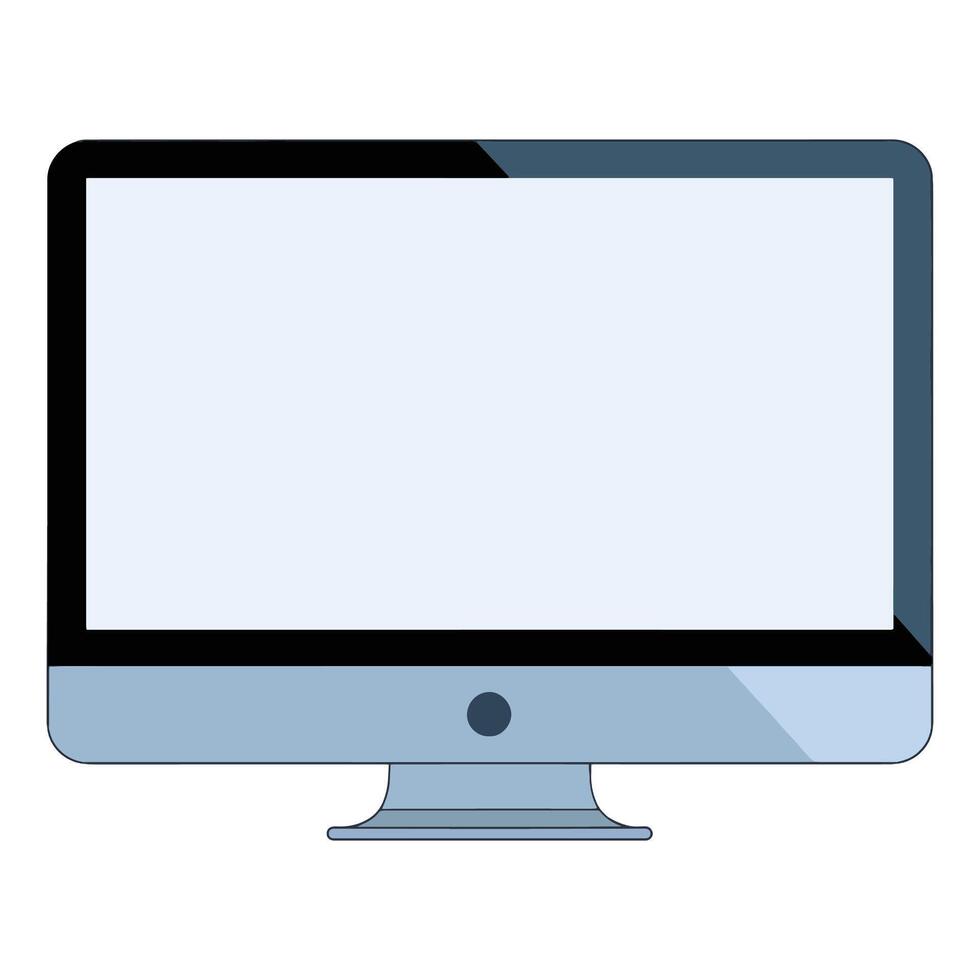 Realistic desktop monitor in black and grey colors, isolated on a white background. Sleek computer screen design for tech and business. vector