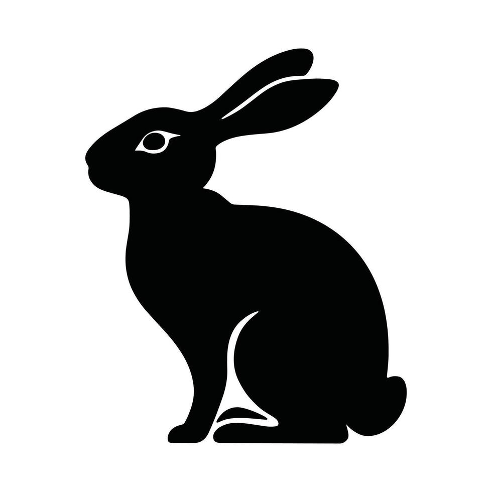 Rabbit silhouette, Simple black Easter Bunny design isolated on white background. Ideal for logos, emblems, pictograms, prints, and festive greeting card elements. vector