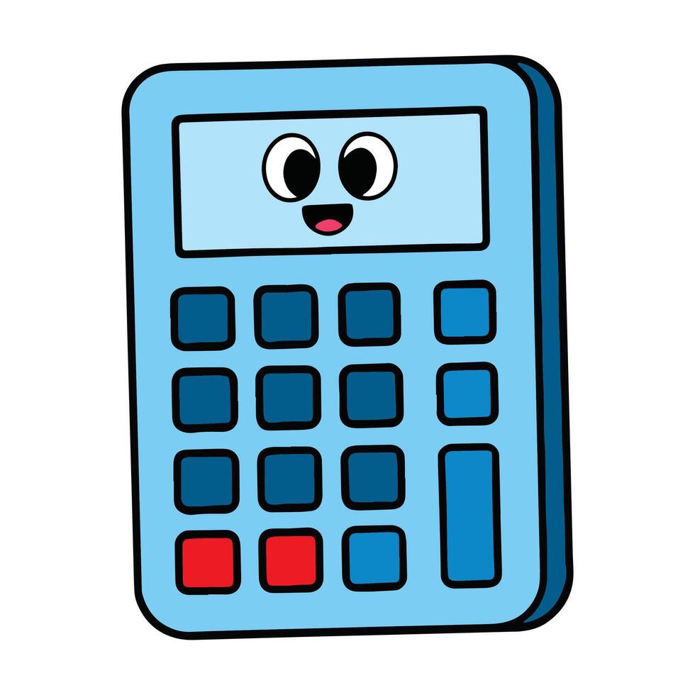 Kawaii calculator icon with a cute smiling face. Adorable and simple design, perfect for educational materials, kids' projects, and fun illustrations. illustration. vector