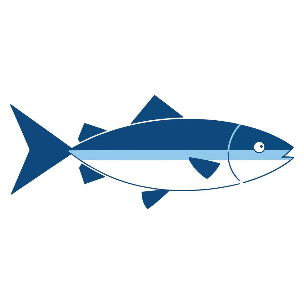 Saltwater fish flat design illustration. Fresh fish icon, perfect for seafood logos, restaurant branding, and fishing related designs. vector
