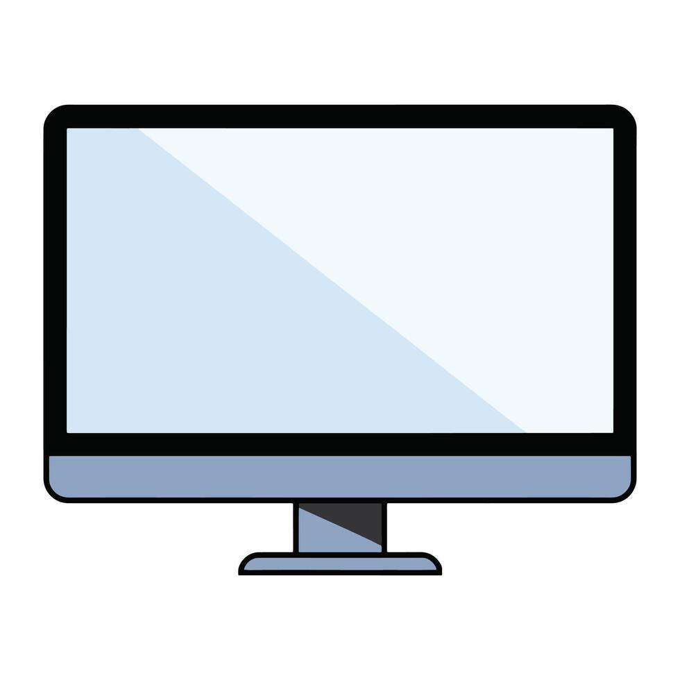 Realistic desktop monitor in black and grey colors, isolated on a white background. Sleek computer screen design ideal for tech and business themes. illustration. vector