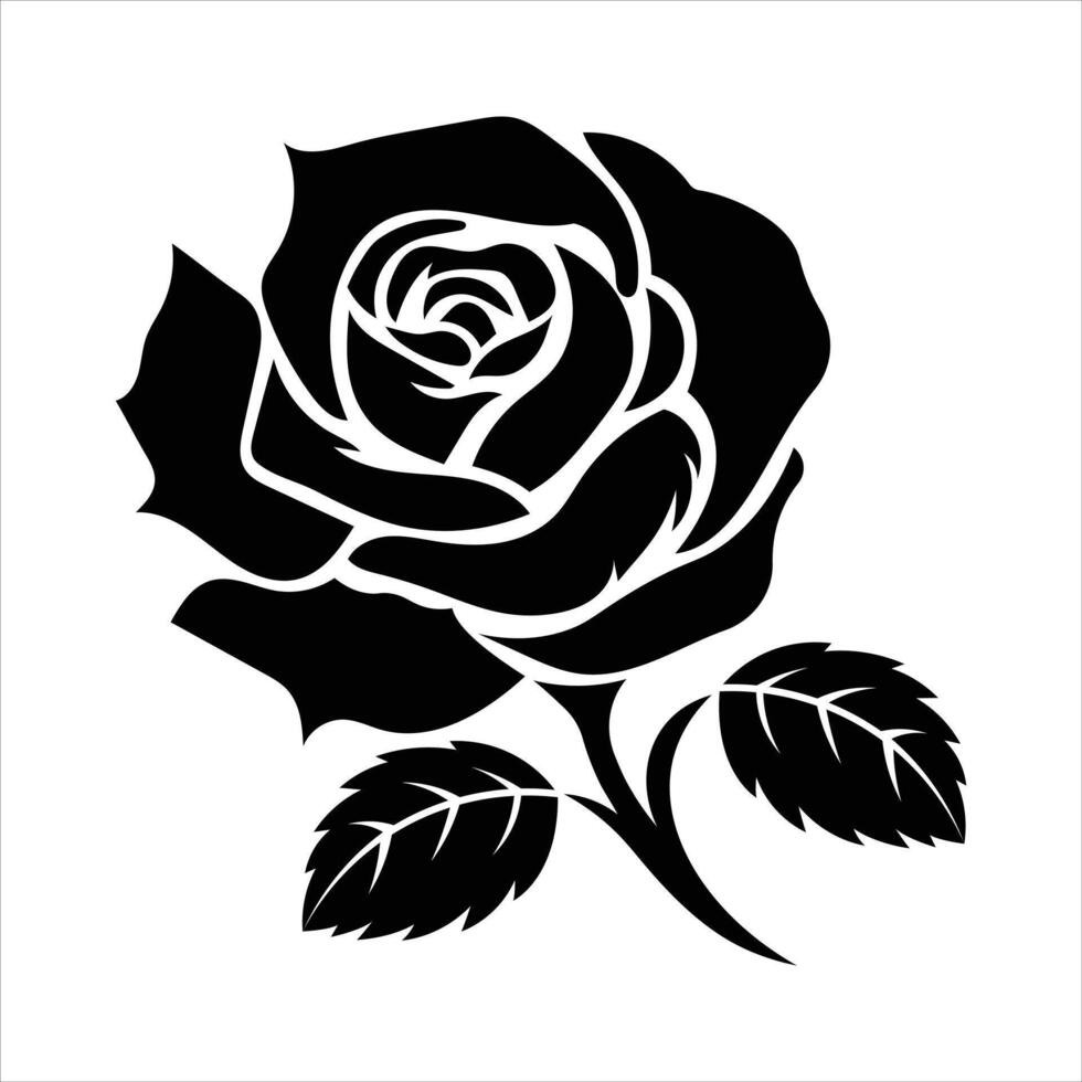Minimalist Black Rose Clipart for Tattoo and Design vector