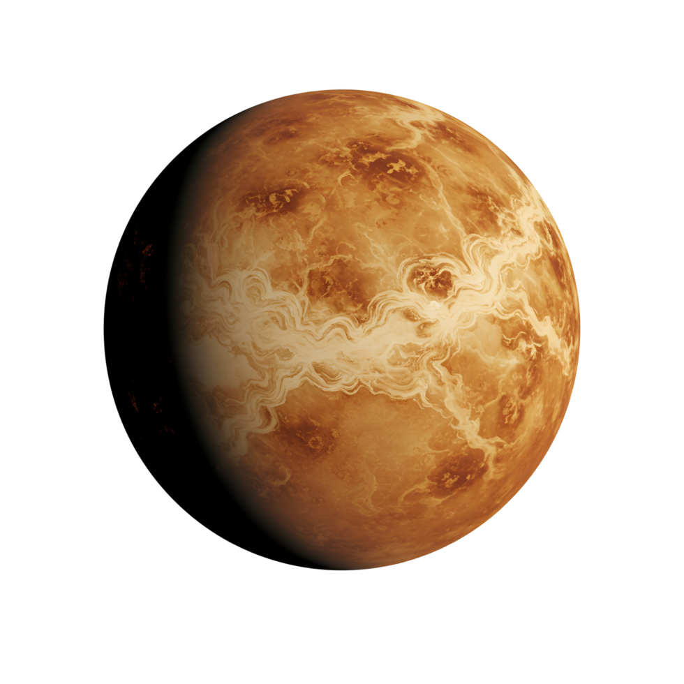 An orange and yellow planet with swirling patterns against a neutral colored space scene view sphere transparent background png
