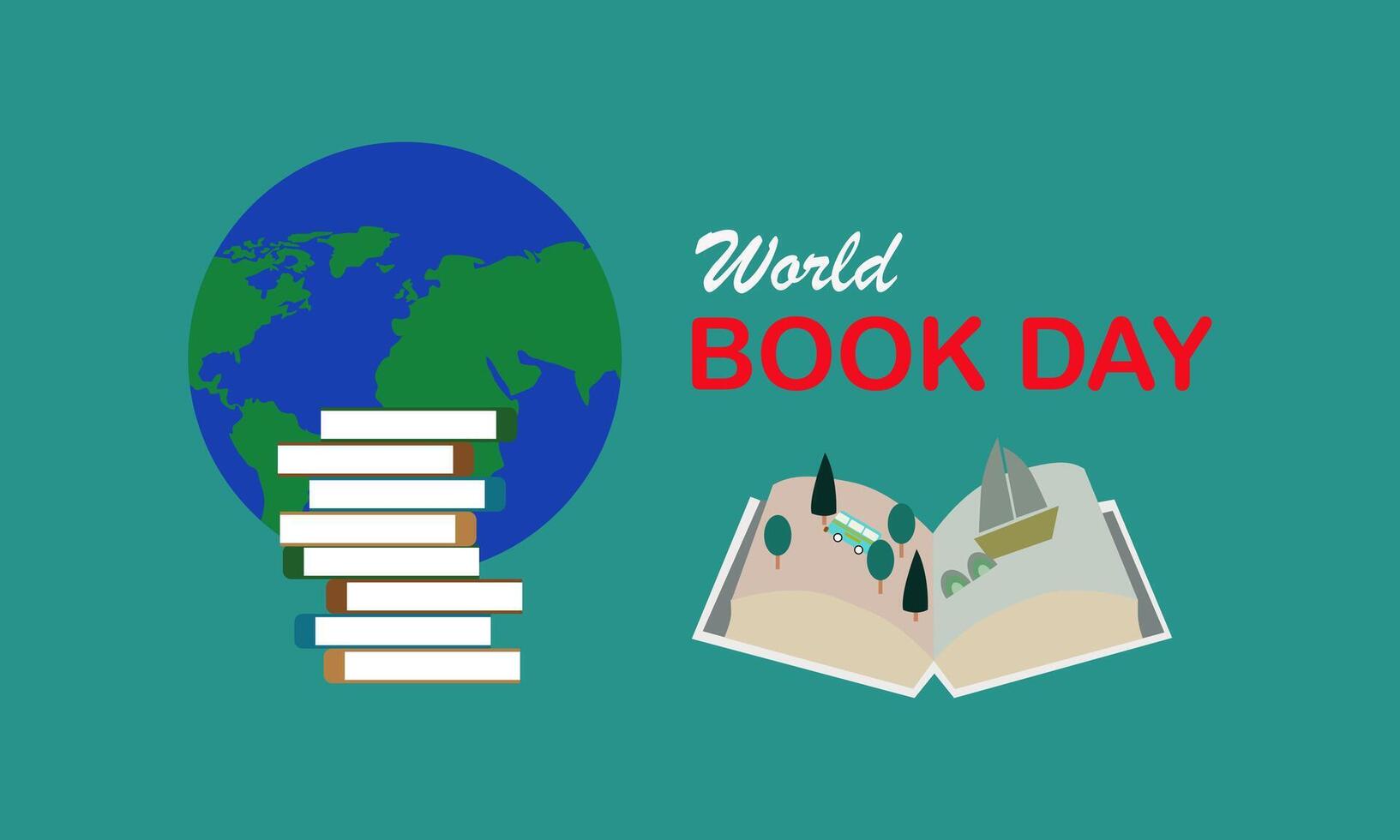 World Book Day Green Color Background vector