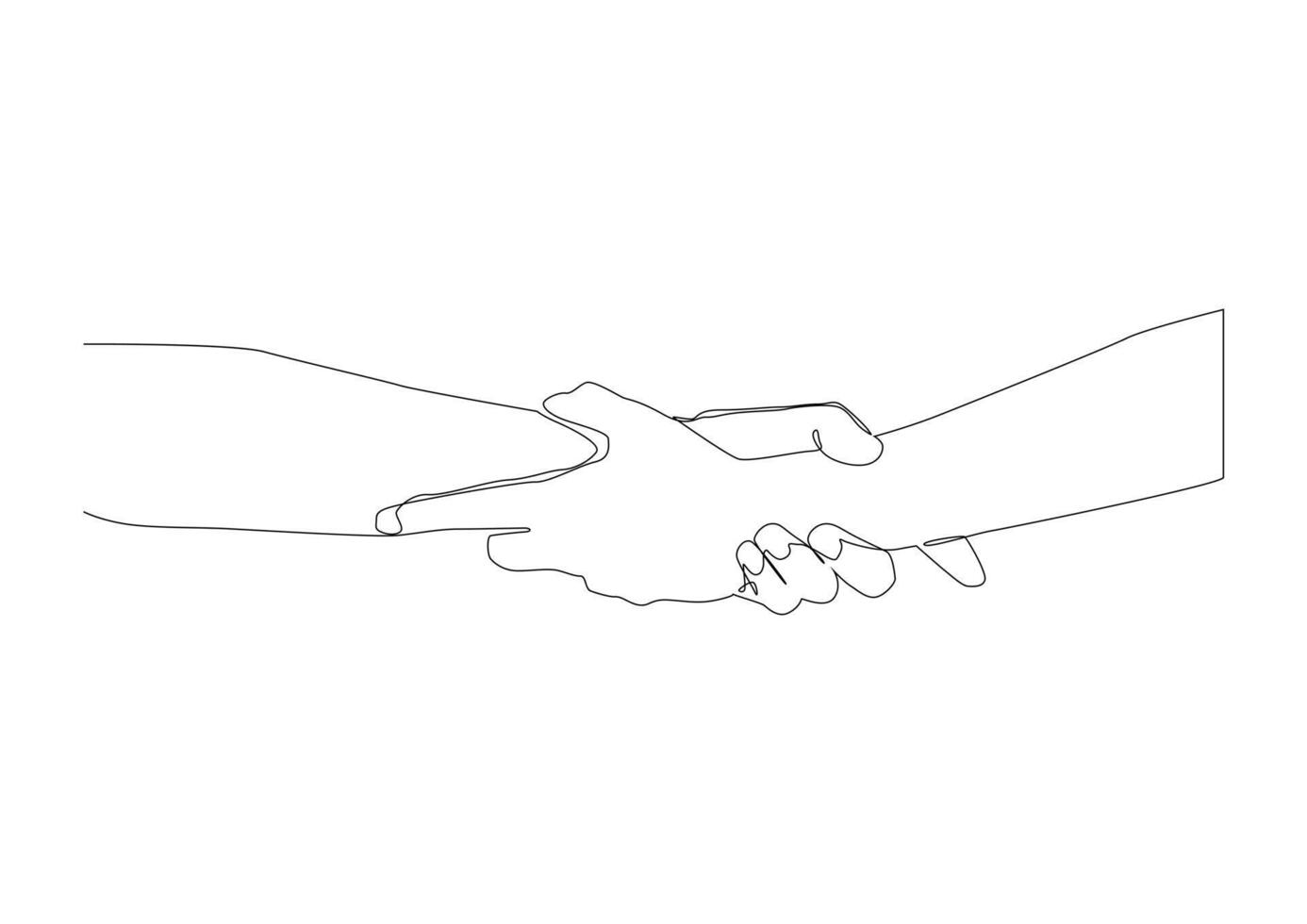 continuous line drawing of cover two hands, help and solidarity. vector