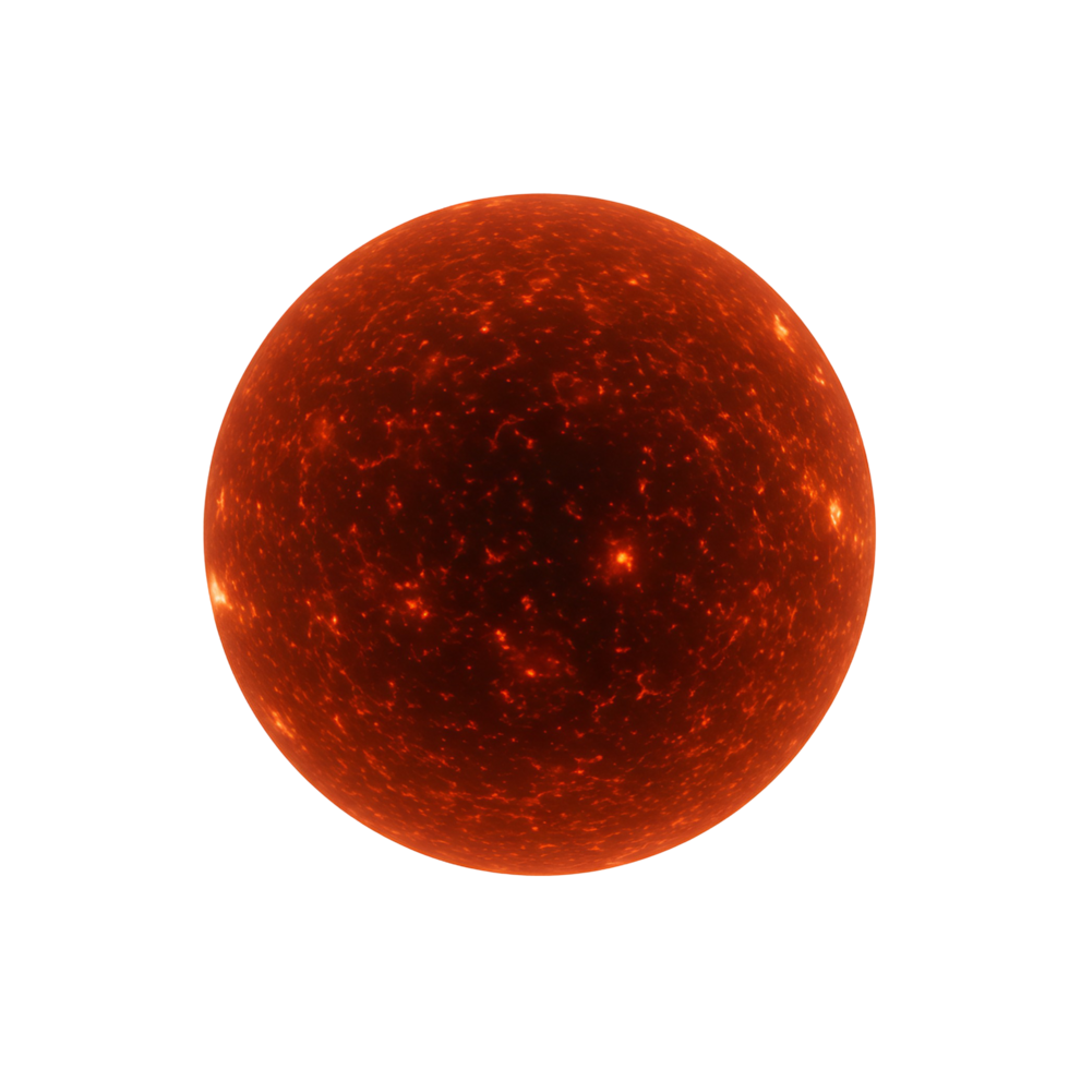 A fiery orange sphere with textured surface against a plain surrounding space environment view image transparent background png