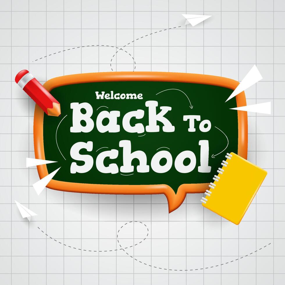 welcome back to school background design. back to school greeting card. suitable for educational institutions, social media posts, and school themed designs vector