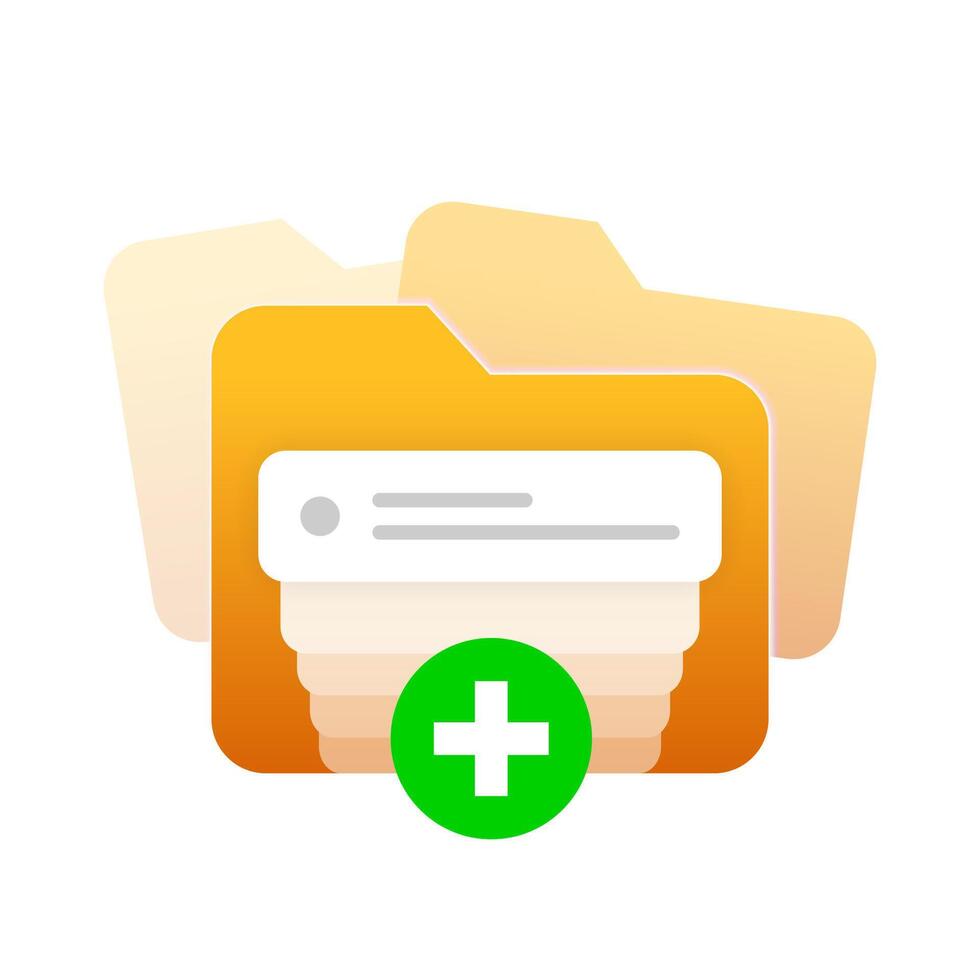 illustration of multiple file folders with documents inside, well organized file management system. concept for depicting digital storage, document organization, cloud computing, and easy access vector