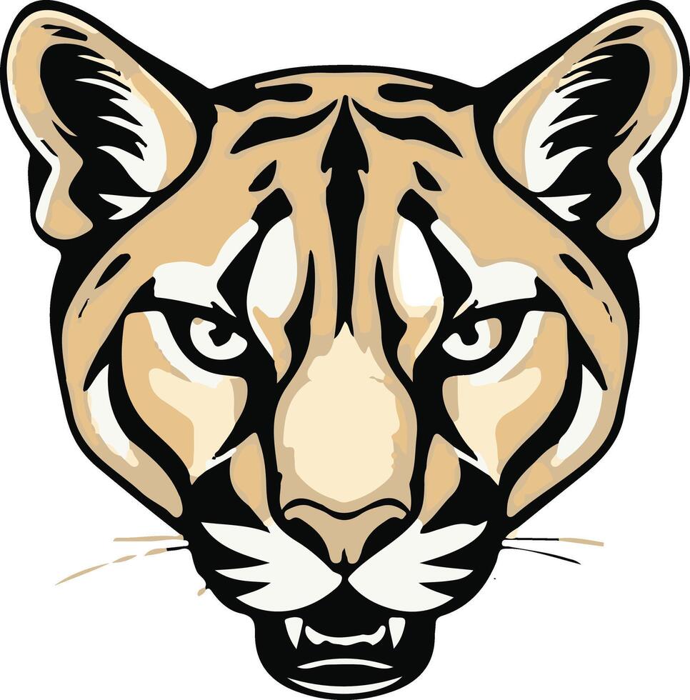 A puma head with a black and white background vector