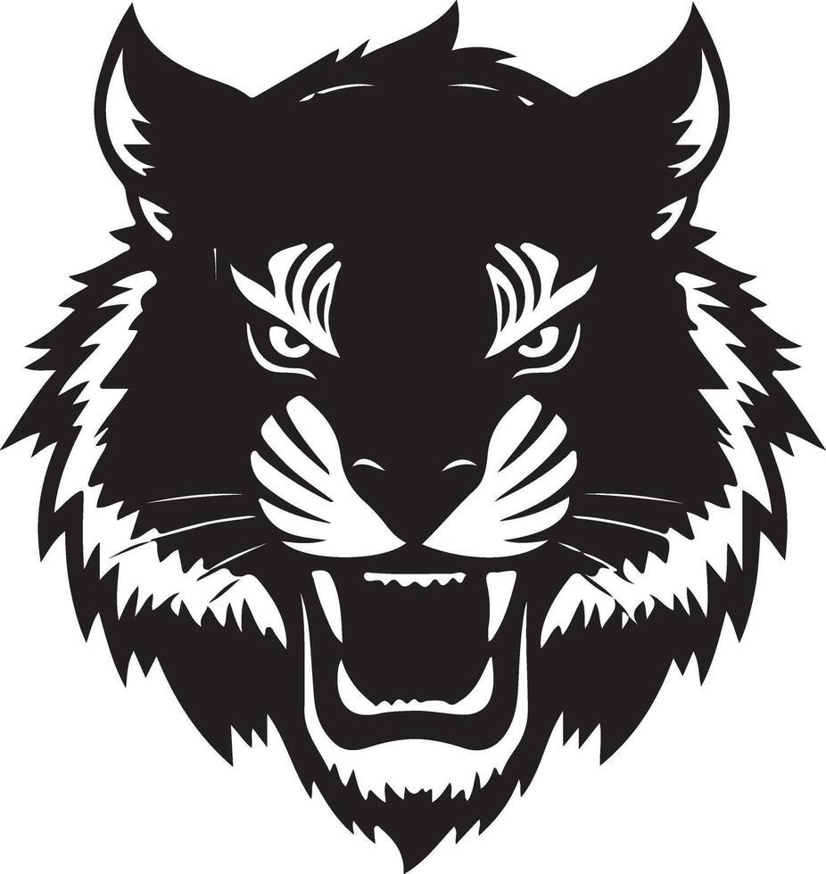 A black and white tiger head vector