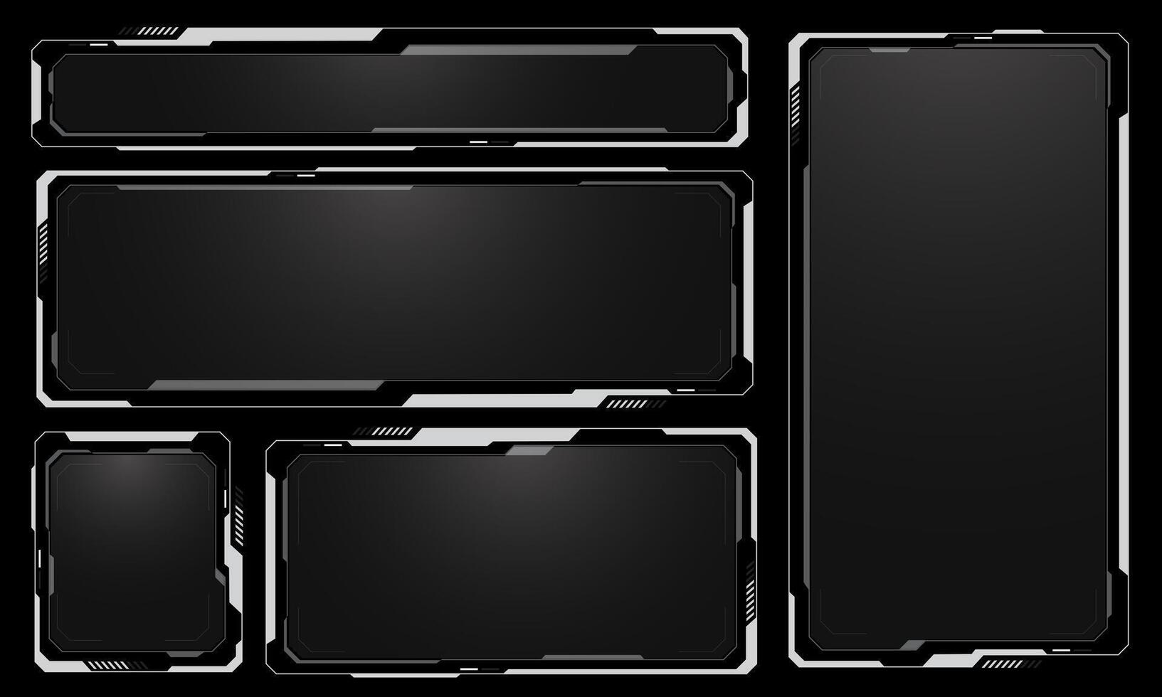 HUD frames white grey user interface elements design modern technology futuristic control panel screen digital hologram window menu touching cyber monitor set on black background vector