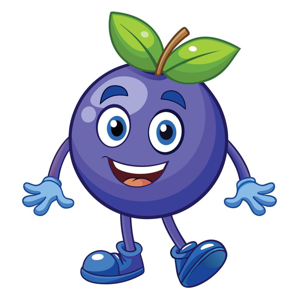 Cartoon blueberry with happy expression vector