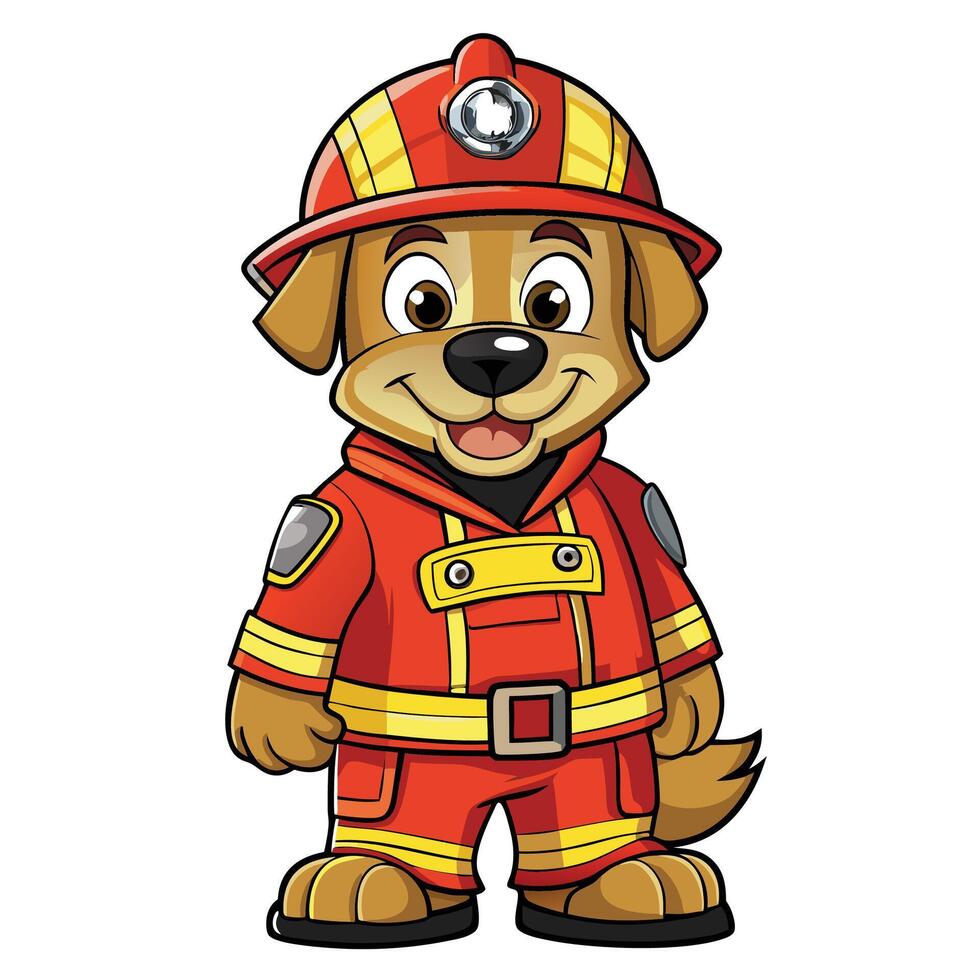 Cartoon dog firefighter vector
