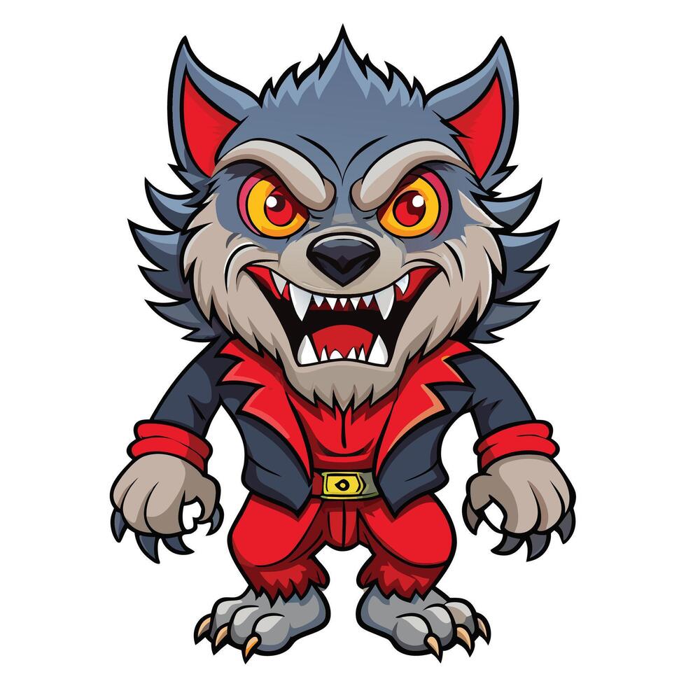 Angry werewolf cartoon character vector