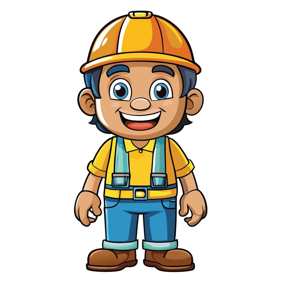 Cartoon construction worker character vector