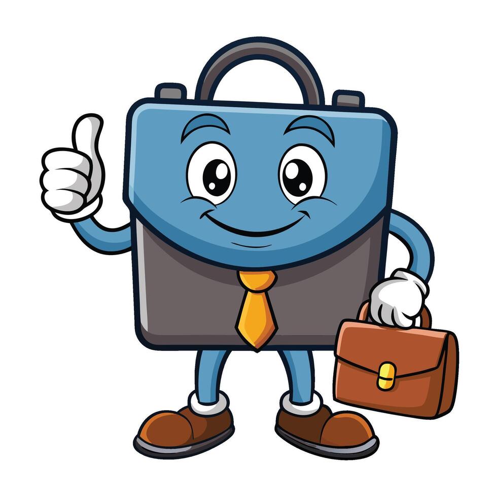 Business briefcase mascot, giving a thumbs up vector