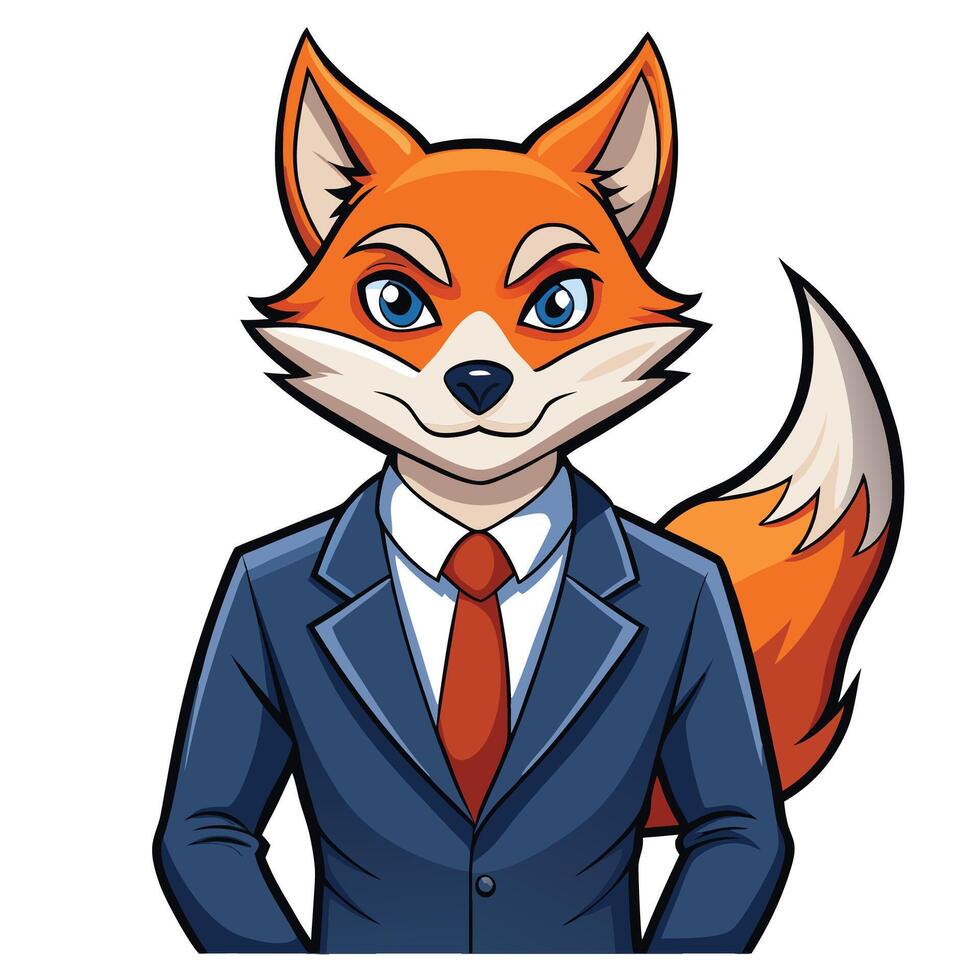 Cartoon fox in a suit vector