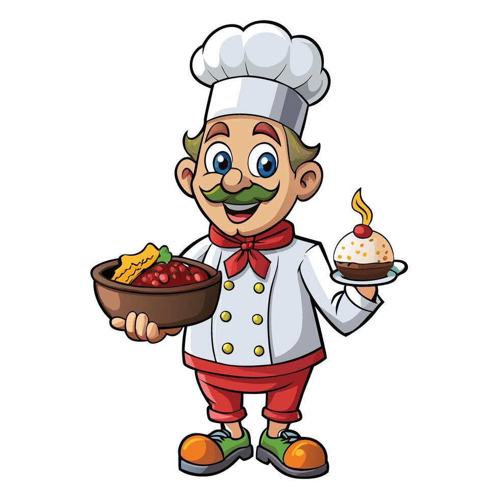 Cartoon Chef with Food vector