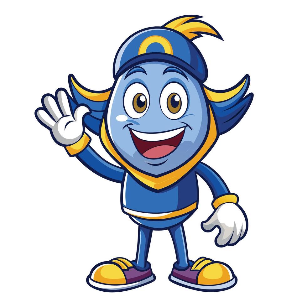 Cartoon character waving white background vector