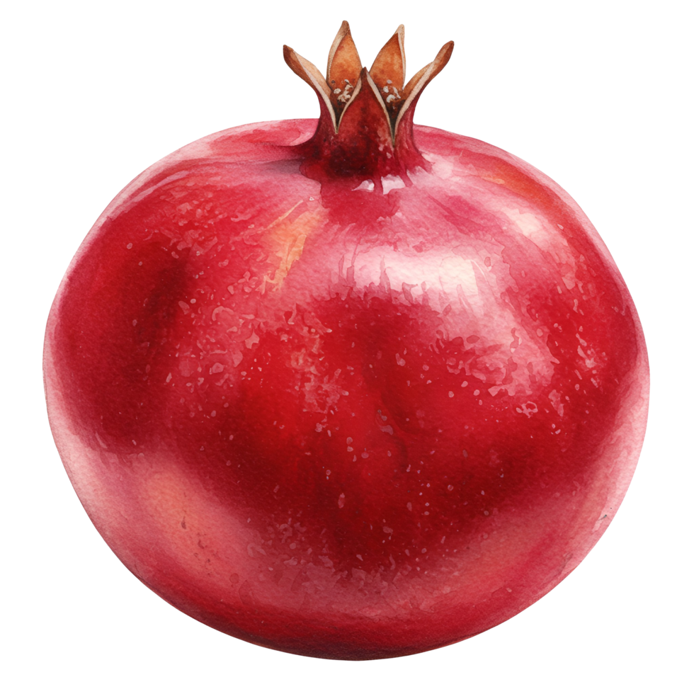 A single ripe pomegranate fruit with its crown on a plain surrounding for healthy eating concept transparent background png