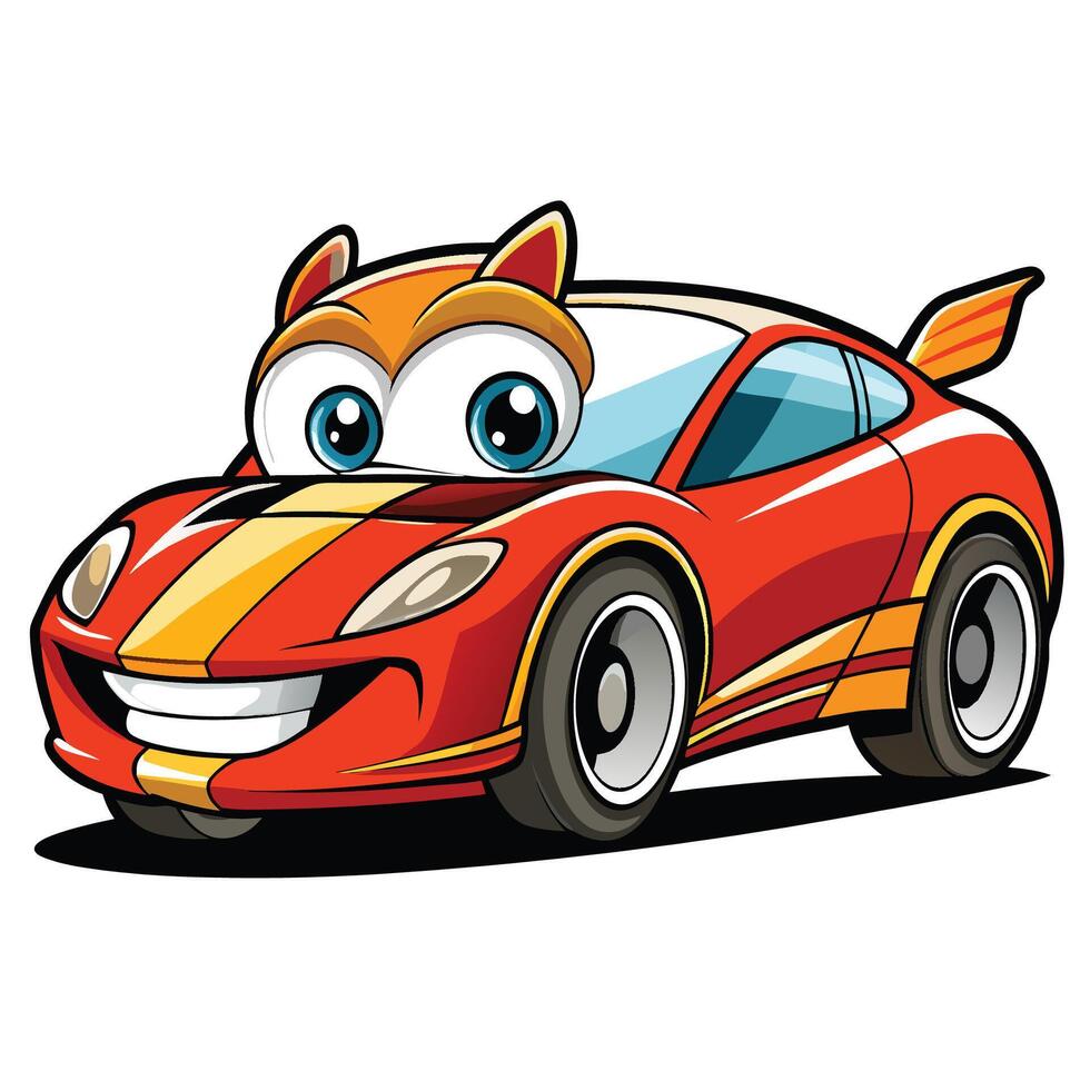 Cartoon racing car with expressive face vector