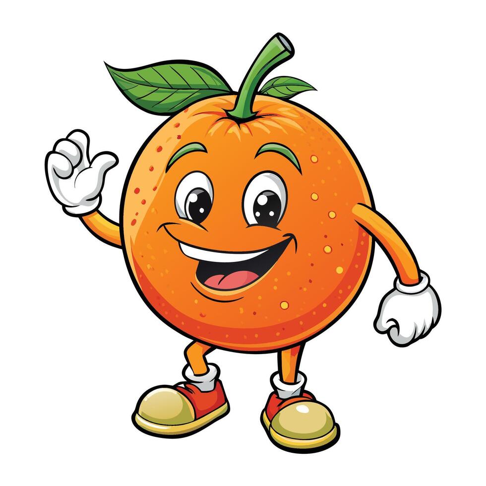 Cheerful orange fruit mascot vector