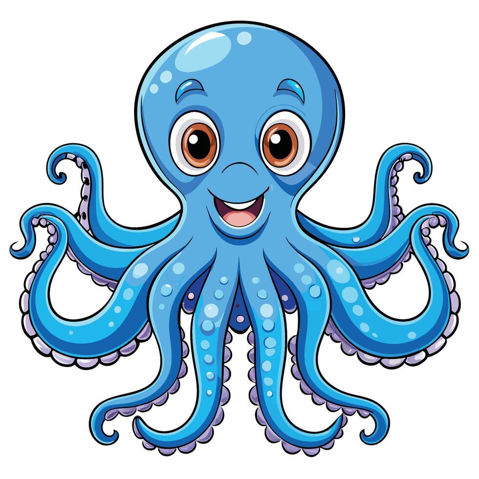 Cartoonish Blue Octopus vector