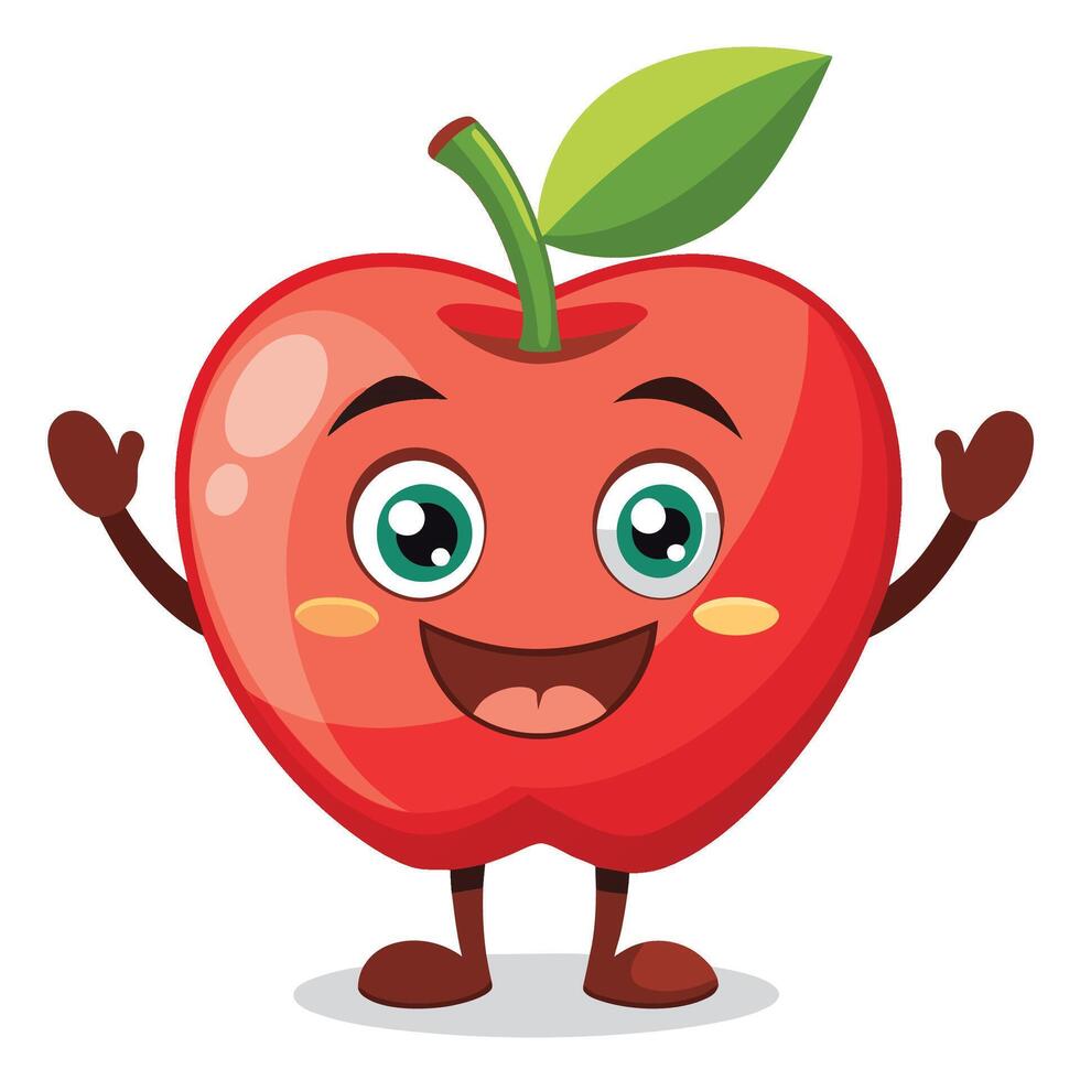Cheerful apple character with arms raised vector