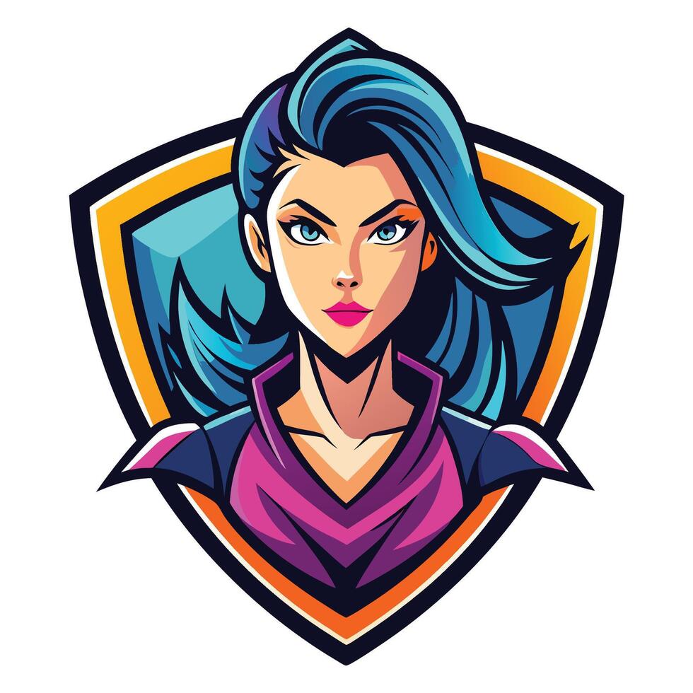 Colorful female character logo design vector