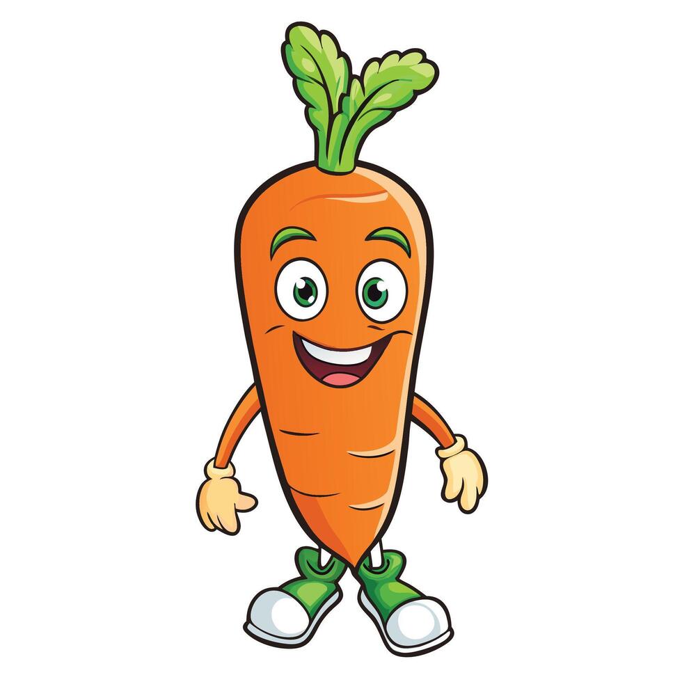 Cheerful carrot cartoon character vector