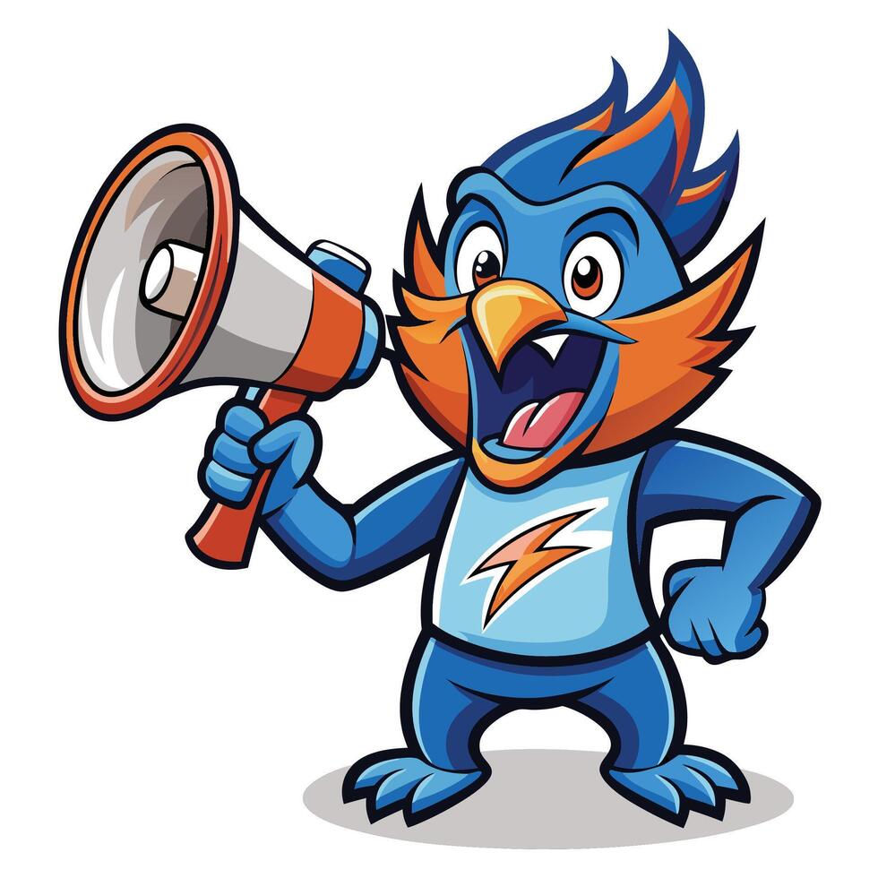 Chirping Mascot with Megaphone vector