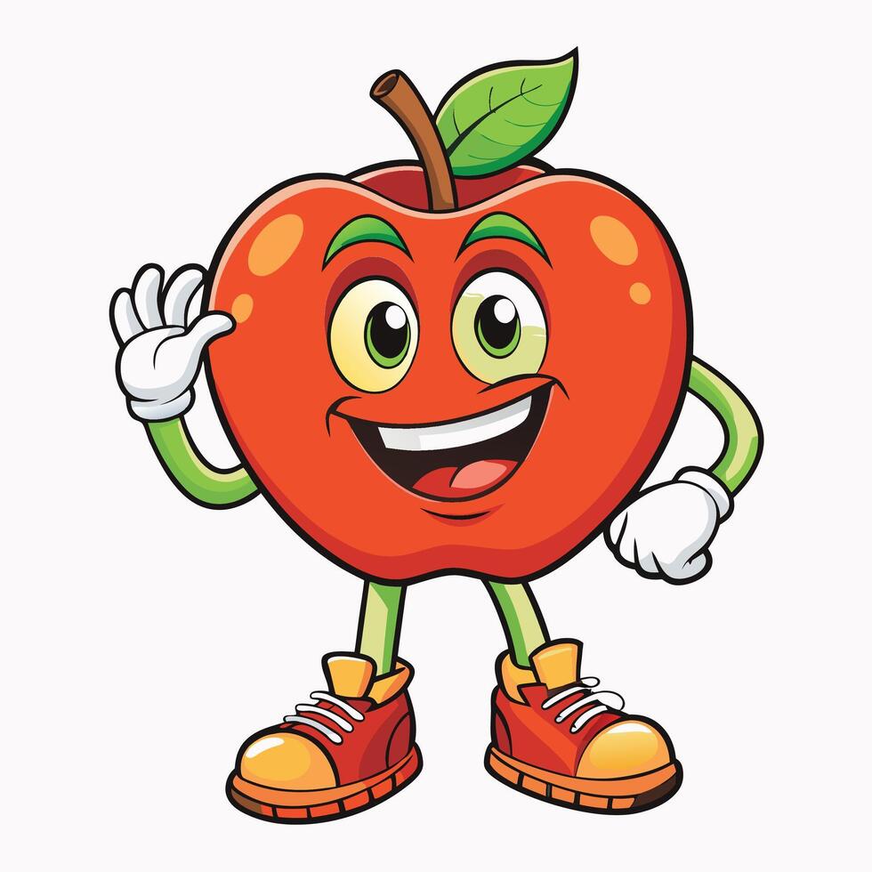 Cheerful Apple Character vector