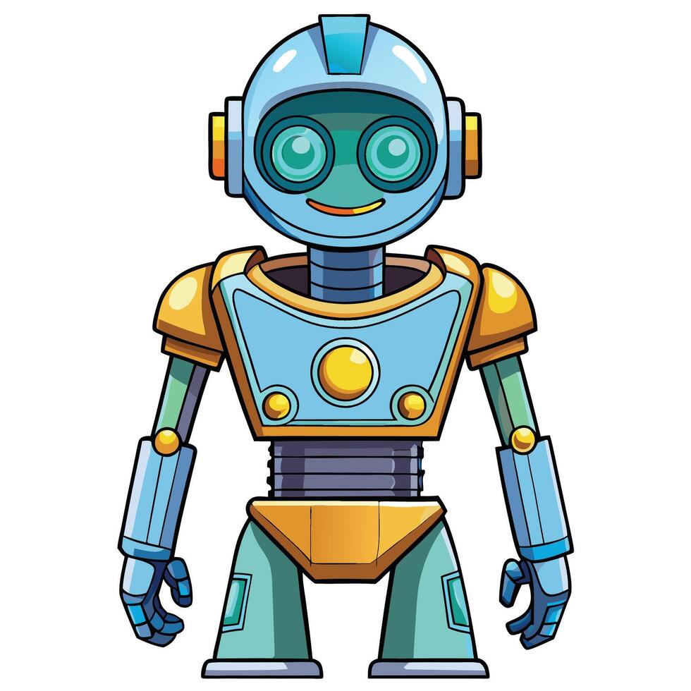 Cute Cartoon Robot white background vector