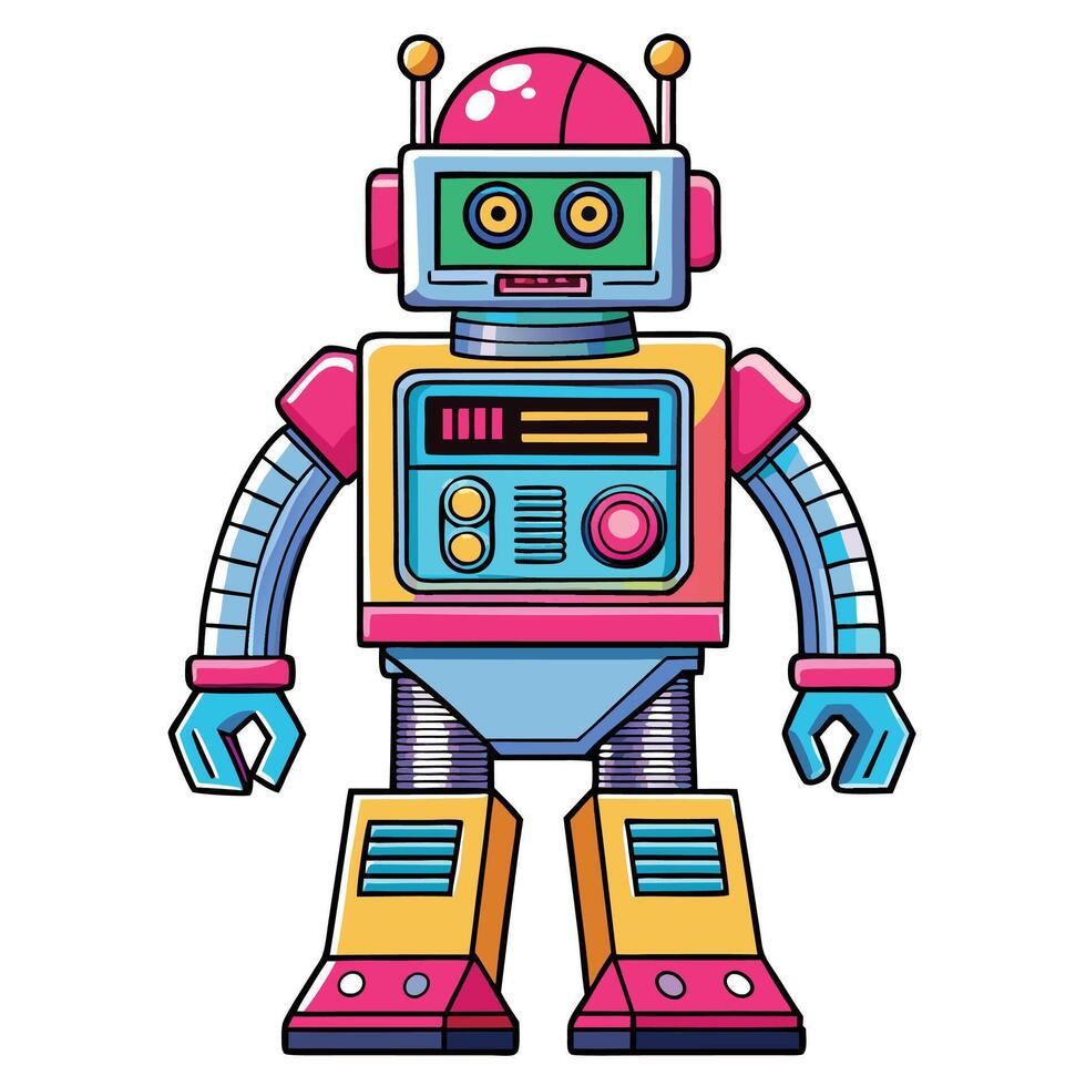 Colorful Retro Robot vector