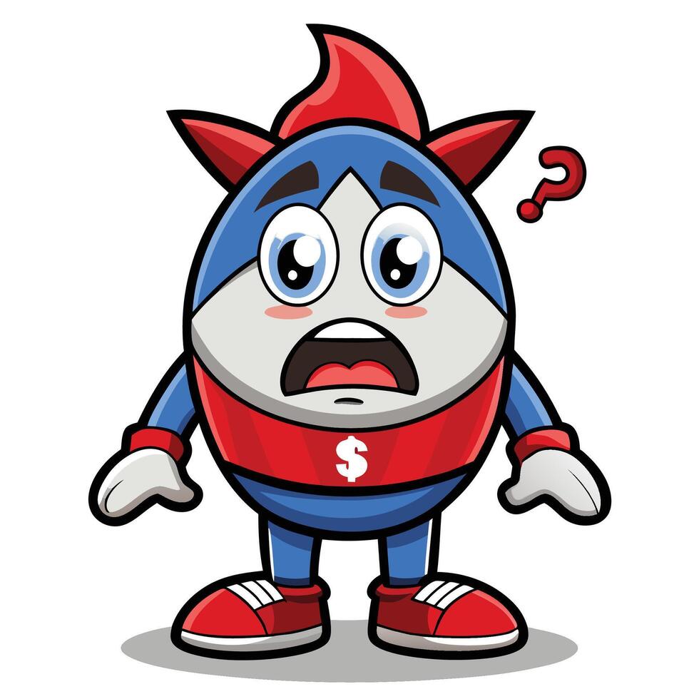 Confused Cartoon Egg Character vector