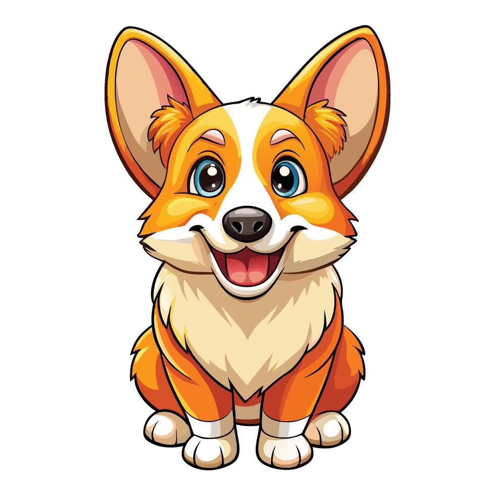 Cute cartoon corgi sitting vector