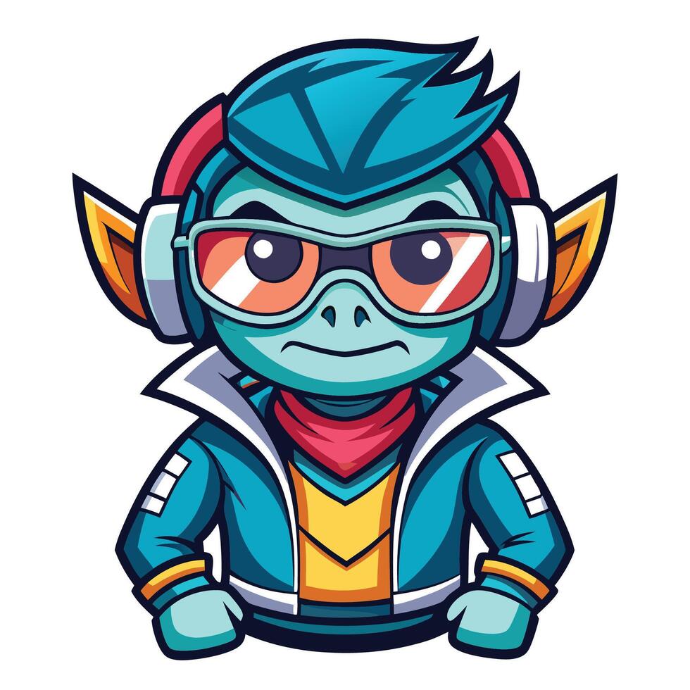 Cool monkey character with headphones and sunglasses vector