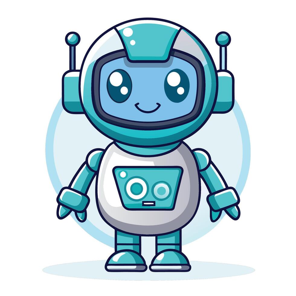 cartoon robot character white background illustration vector