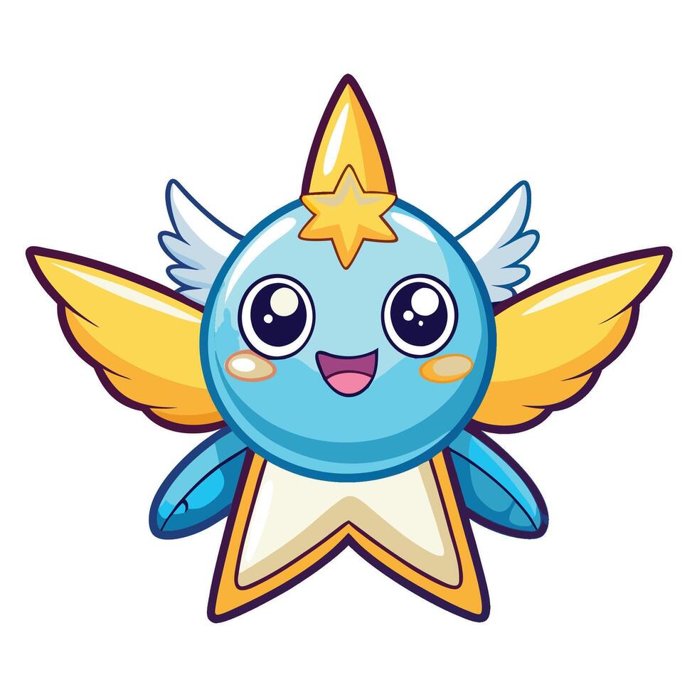 Cute cartoon star-like creature with wings vector