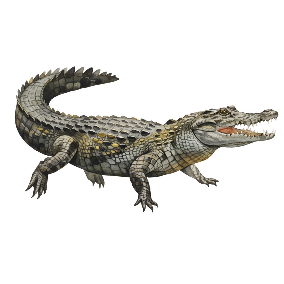Illustration of a reptile with open mouth and visible teeth on a plain isolated setting transparent background png
