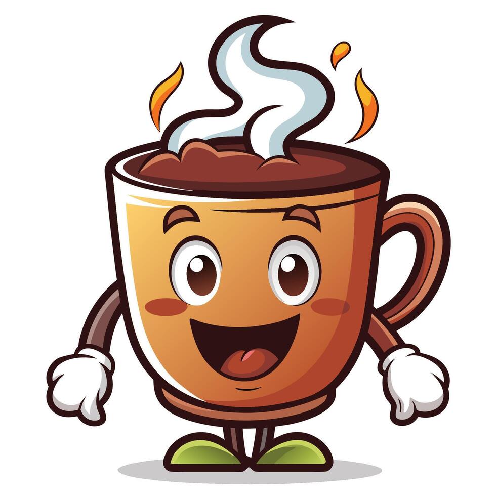 Happy coffee cup cartoon character vector