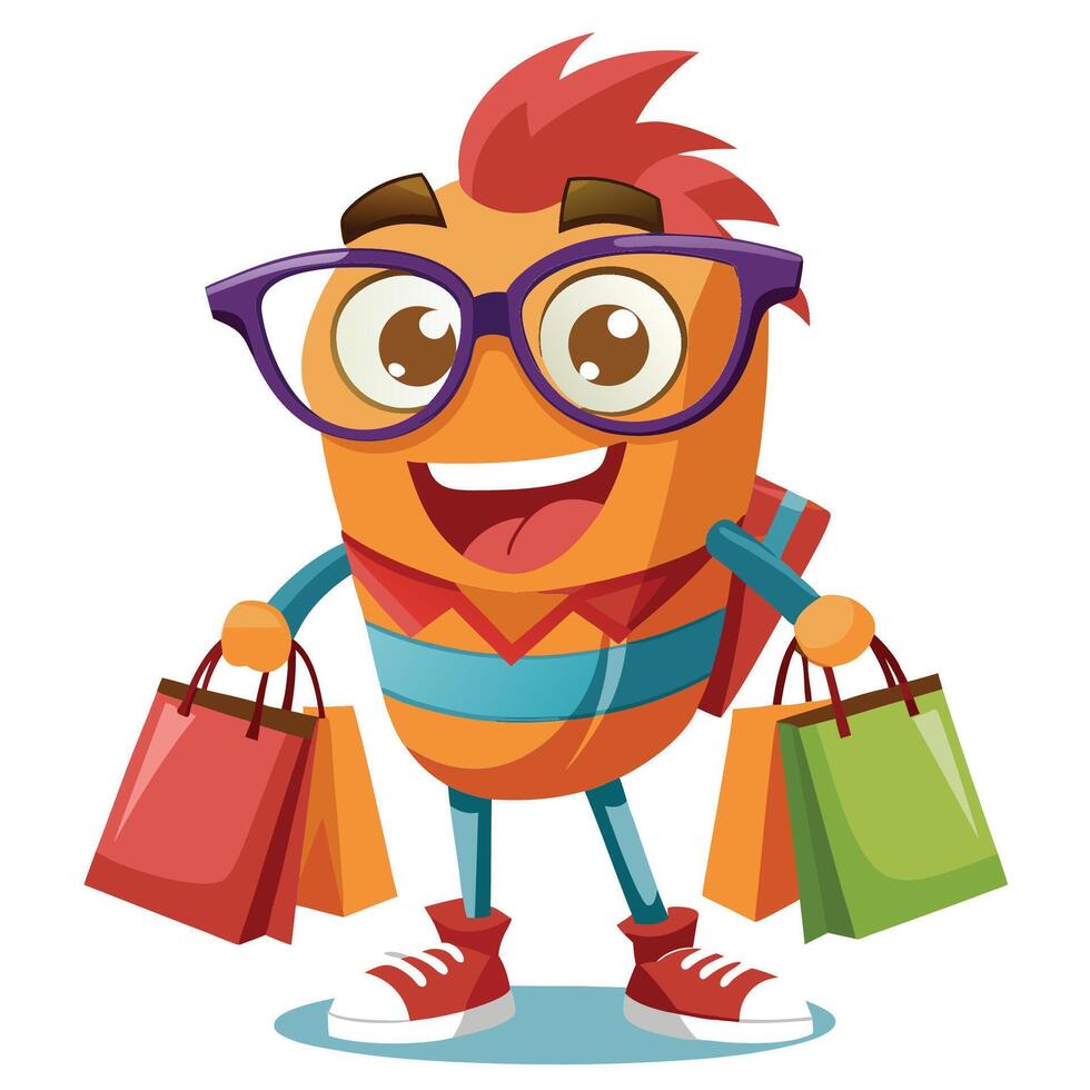 Cartoon Character with Shopping Bags vector