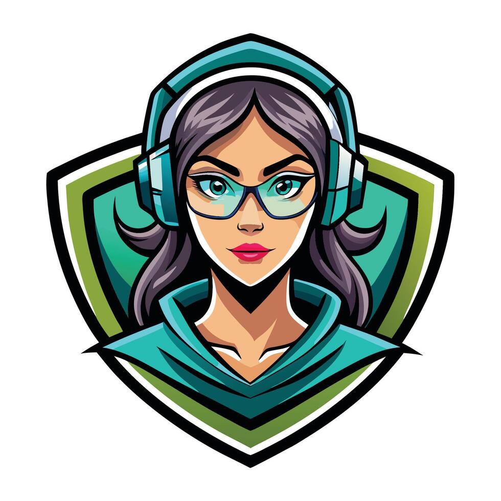 woman wearing headphones background vector