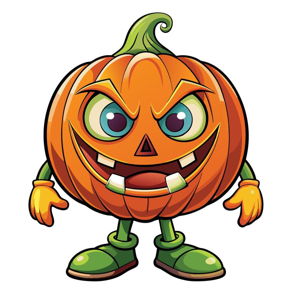 Spooky pumpkin character with a mischievous grin vector