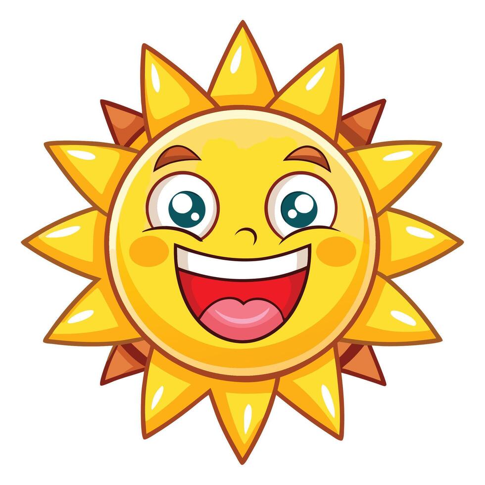 cartoon sun with a big smile on its face vector