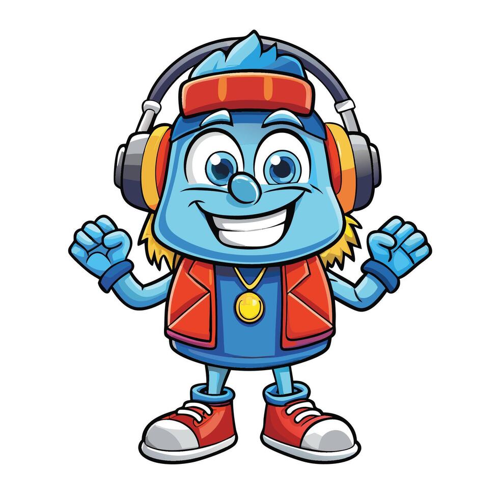 Cartoon Character with Headphones and a Jacket vector
