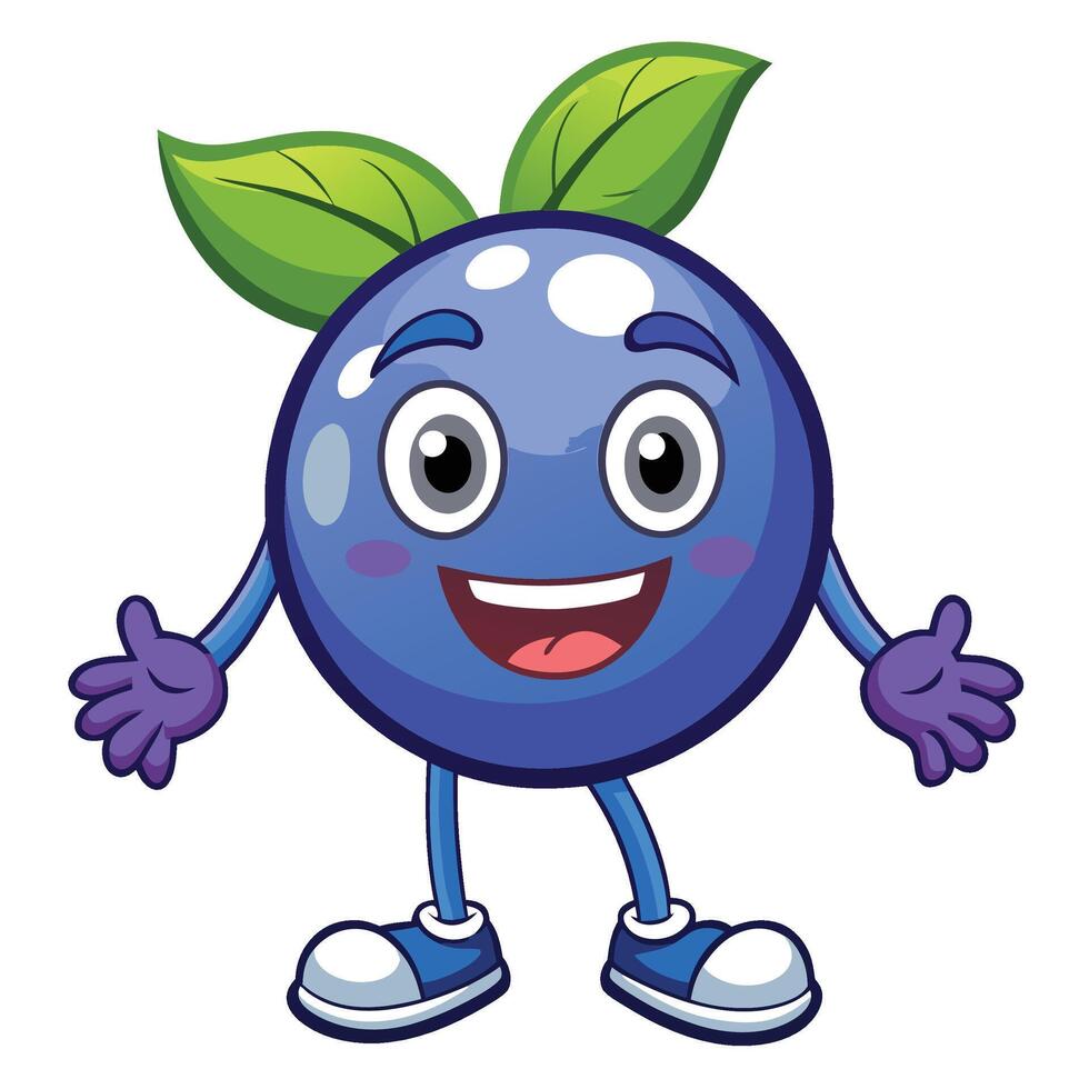 Cartoon blueberry character with friendly expression vector