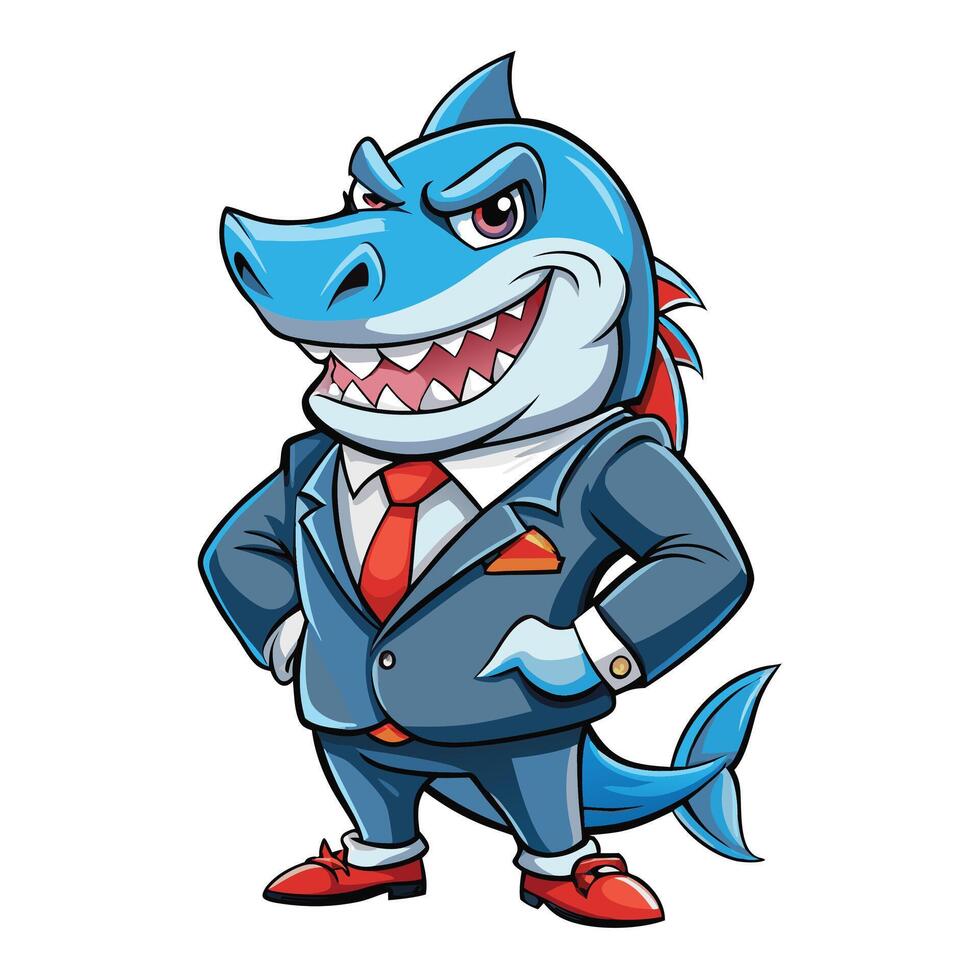 Shark Businessman Cartoon vector