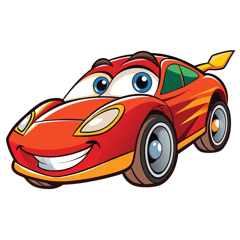 Cartoon Car with Happy Expression vector